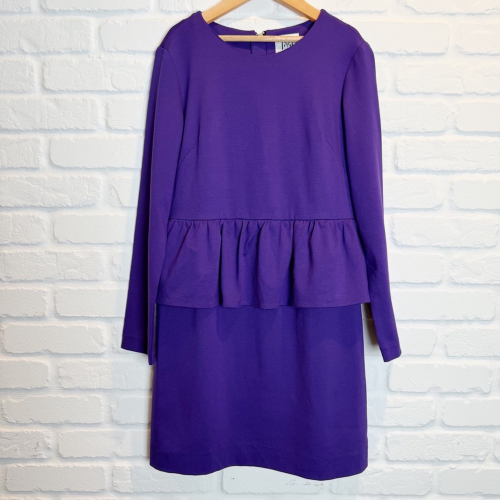 Milly Minis Violet Peplum Dress Long Sleeve Zip Back Knee Length Size 14